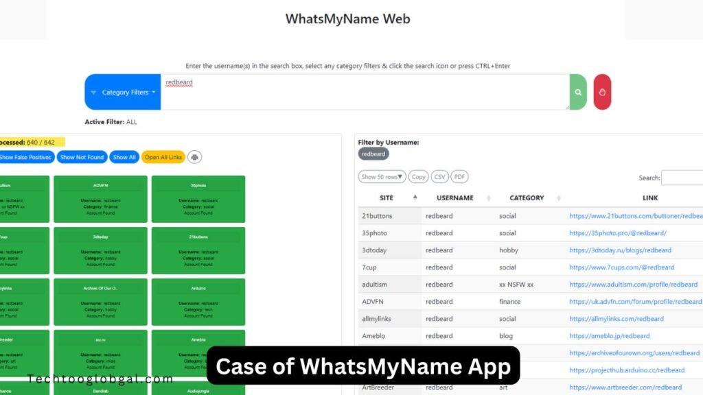 A Real-Life Use Case of WhatsMyName App